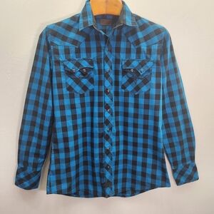 Stylish Blue and Black Checkered Men's Shirt